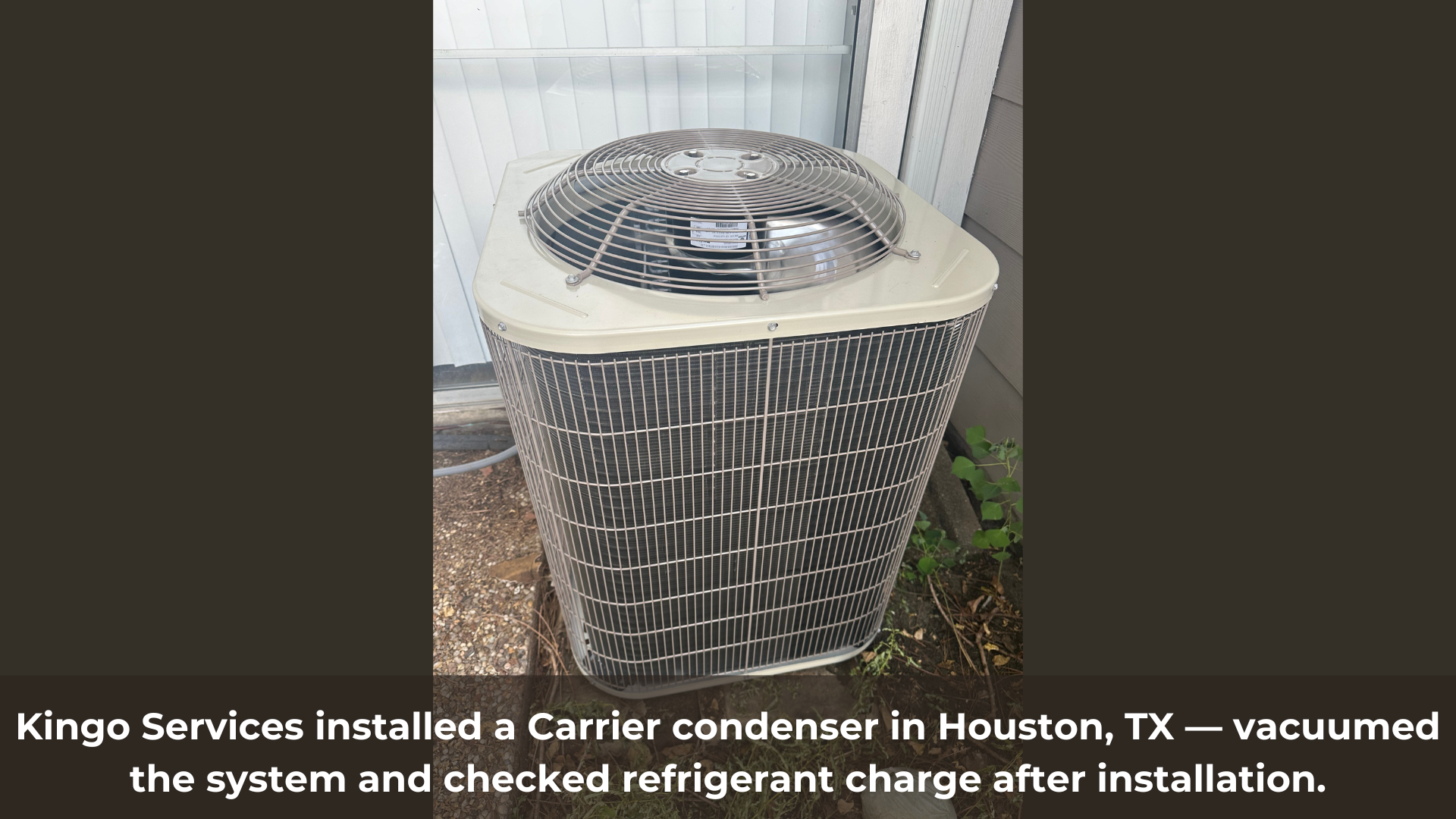 Job Post Pin proof for Job 2020 Houston Westbury Carrier condenser installation